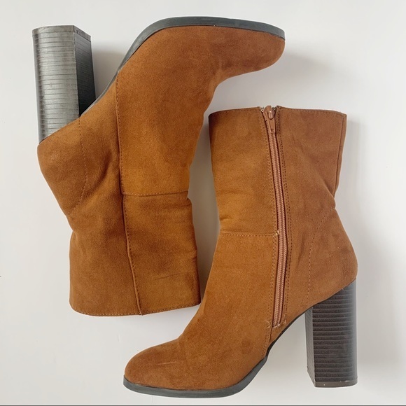 Bamboo Heel Brown Suede Boots Chestnut Color Sz‎ 7 - Picture 9 of 10